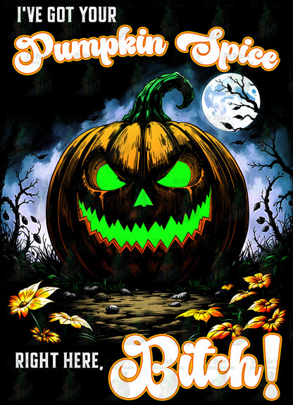 Halloween Three-Panel Fleece Hoodie, Spooky Jack-O'-Lantern & Pumpkin Spice, Festive Fall Apparel, Funny Unisex Sweatshirt, Cozy Seasonal