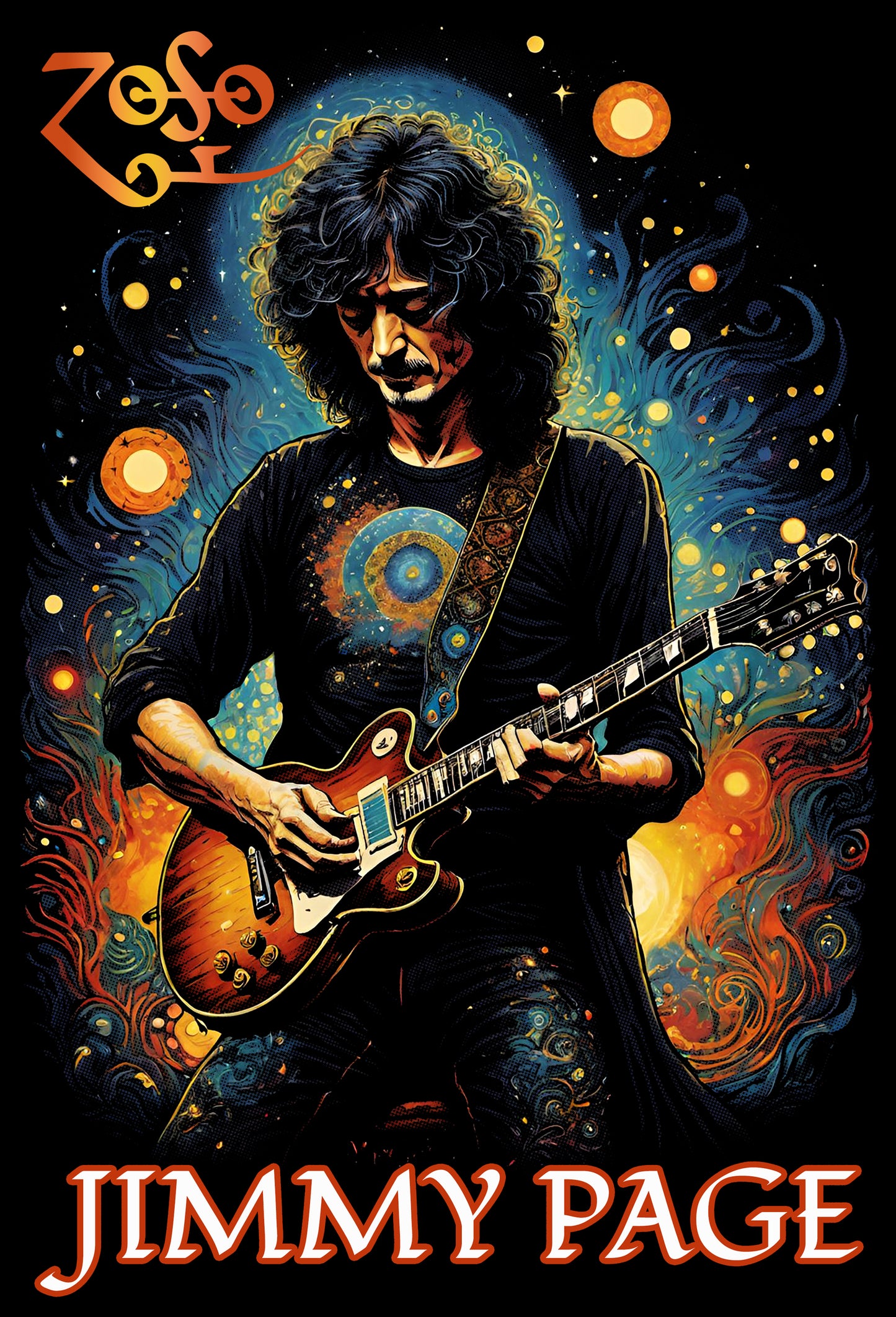 Jimmy Page Tribute Long Sleeve Tee, Led Zeppelin Concert Shirt, 70's Vintage Style Tee, Unisex Cotton Shirt