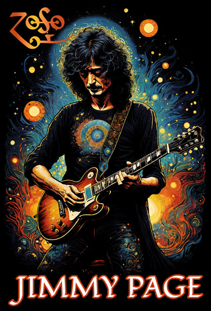Jimmy Page Tribute Long Sleeve Tee, Led Zeppelin Concert Shirt, 70's Vintage Style Tee, Unisex Cotton Shirt