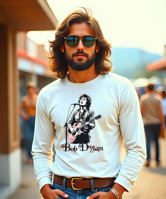 Bob Dylan Retro Unisex Tee, Music Festival Concert Shirt, Vintage Heavy Cotton T-Shirt, Music Lover Gift, Artistic Graphic Tee