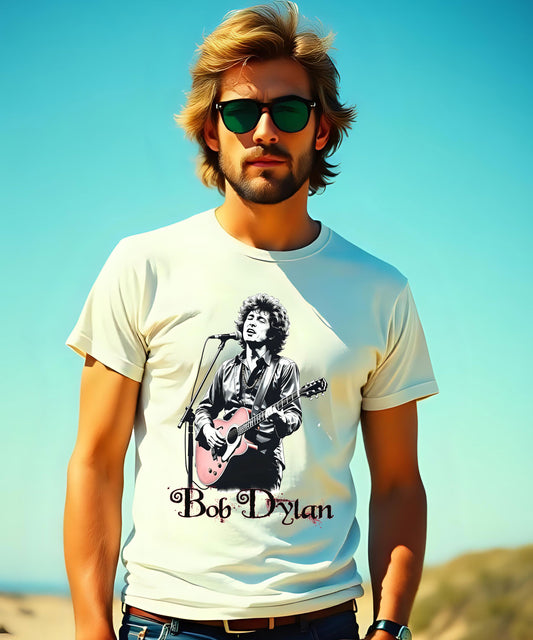 Bob Dylan Unisex Heavy Cotton Tee, Vintage Band Shirt, Music Lover Gift, Concert Apparel, Retro Graphic Tee
