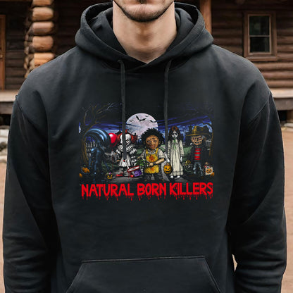 Horror Movie Halloween Parody Hoodie, Freddie, Leatherface, Pennywise, Xenomorph, Scary Movie Nerd Shirt, Horror Film Fan Apparel, Halloween