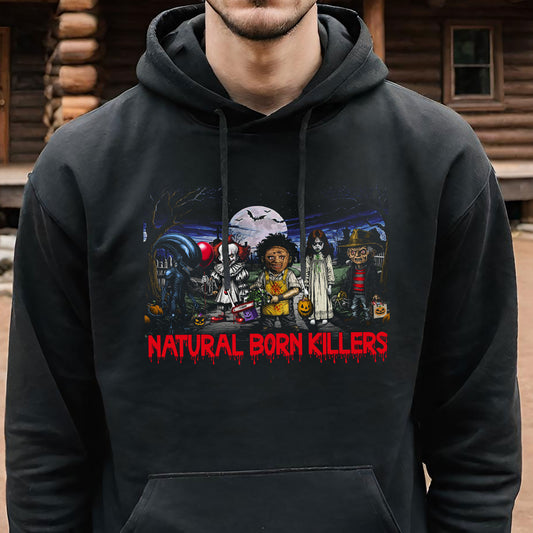 Horror Movie Halloween Parody Hoodie, Freddie, Leatherface, Pennywise, Xenomorph, Scary Movie Nerd Shirt, Horror Film Fan Apparel, Halloween