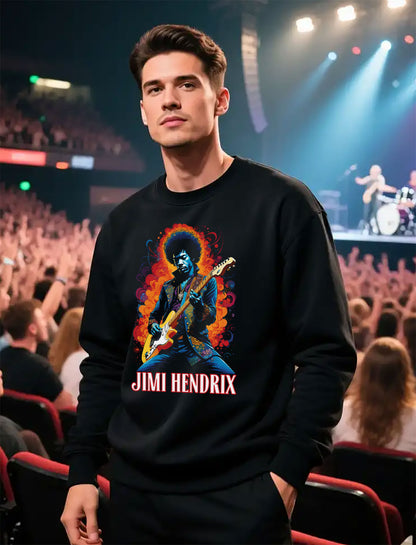 Retro Jimi Hendrix Sweatshirt, Music Festival Crewneck, Unisex Cotton Pullover, Casual Outing Jumper, Artist Gift Hoodie, Stylish Graphic