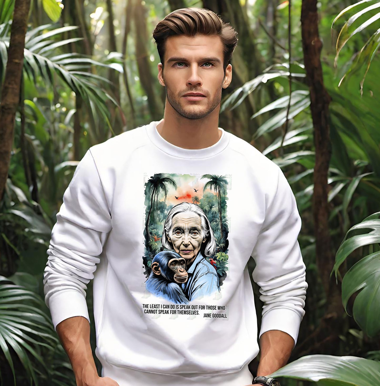 Jane Goodall Inspired Crewneck Sweatshirt, Unisex Sweatshirt, Eco-Friendly Apparel, Gift for Animal Lovers, Inspirational Quote [...]