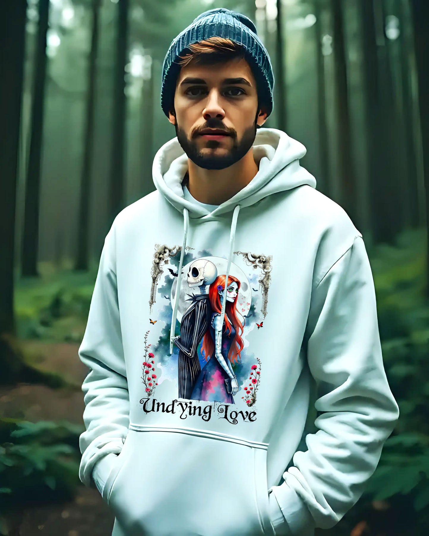 Jack and Sally Undying Love Unisex Pullover Hoodie Sweatshirt, Halloween Hoodie, Christmas Gift, Gothic Love Story, Gothic Romance