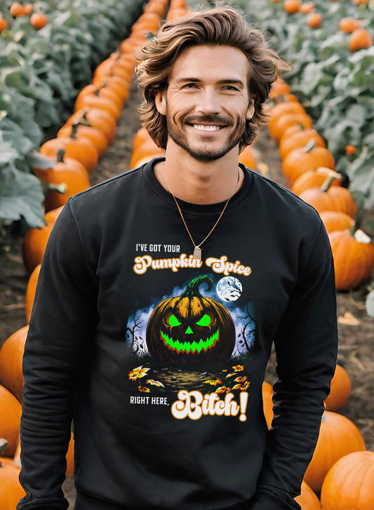 Halloween Jack-o'-Lantern Sweatshirt, Autumn Fun Crewneck Jumper, Pumpkin Spice Fall Top, Festive Halloween Clothing, Funny Halloween