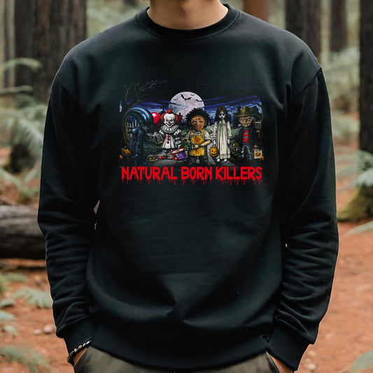 Horror Movie Halloween Parody Sweatshirt, Scary Movie Icons Graphic Crewneck Sweatshirt, Halloween Costume Apparel, Horror Movie Fan Gift,