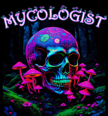 Psychedelic Magic Mushroom Unisex Tee, Festival Mycologist Shirt, Magic Mushrooms, Skull Tee, 100% Cotton Tee