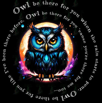 You are going to love this whimsical Owl Friends  Ladies Unisex T-shirts. This memorable Owl T-shirt features the Lyrics from the TV show "Friends".