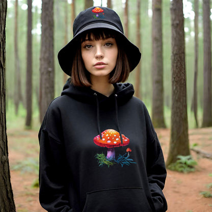 Gnome Magic Mushroom Hoodie Sweatshirt, Psychedelic Trippy Fantasy Sweatshirt, Festival Concert Statement Piece, Unique Colorful Unisex