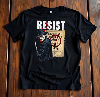 V for Vendetta Resist Unisex T-shirt, Movie Inspired Tee, 100% Cotton Shirt, Resist Rebellion Shirt, Protest Graphic Tee