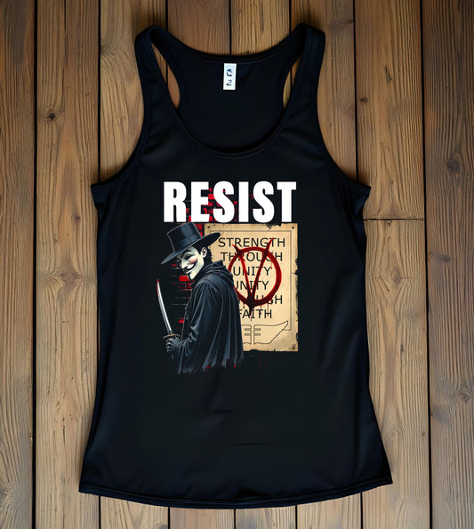 V for Vendetta Resist Tank Top - Cult Classic Movie Tee, Rebellion Unisex Shirt, 100% Cotton Sleeveless Top, Casual Movie Night Apparel,