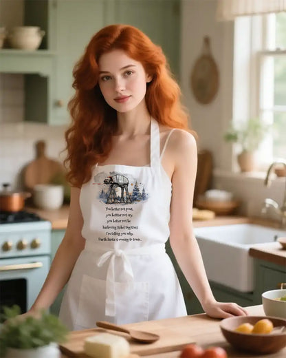 Apron, Star Wars Darth Santa AT-AT Walker Holiday Parody Cooking Kitchen Chef Gift, Christmas Cooking, Kitchen Decor, Holiday Hostess Gift,