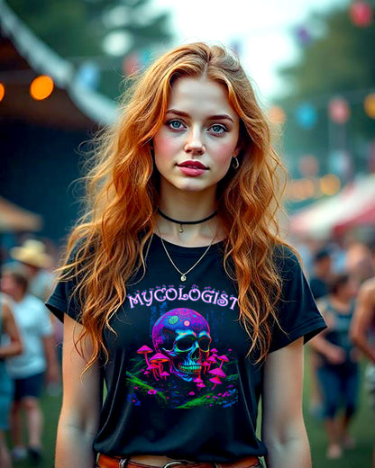 Psychedelic Magic Mushroom Unisex Tee, Festival Mycologist Shirt, Magic Mushrooms, Skull Tee, 100% Cotton Tee