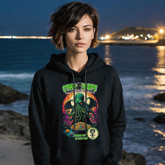 Cthulhu Three-Panel Fleece Hoodie | Trendy Graphic Sweatshirt | Boho Style, Cthulhu Parody Tee, Casual Wear, Gift Idea