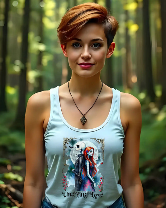 Undying Love Unisex Tank Top, Jack and Sally Halloween Couple Tee, Gothic Love Shirt, Halloween Christmas Fan Gift, Block Party Envy