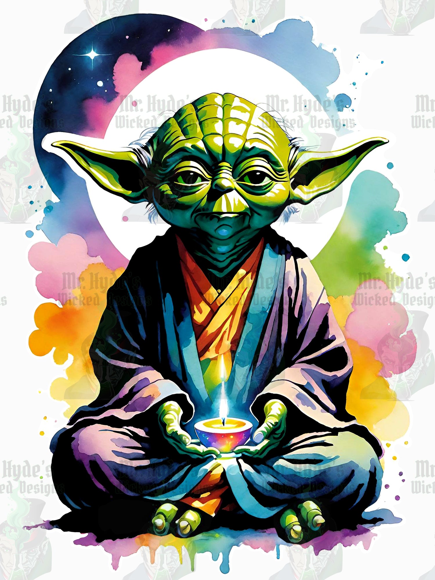 This groovy Yoda sweatshirt with a watercolor design. Featuring Yoda arguably the most famous Jedi Master in the Star Wars franchise doing Yoga.