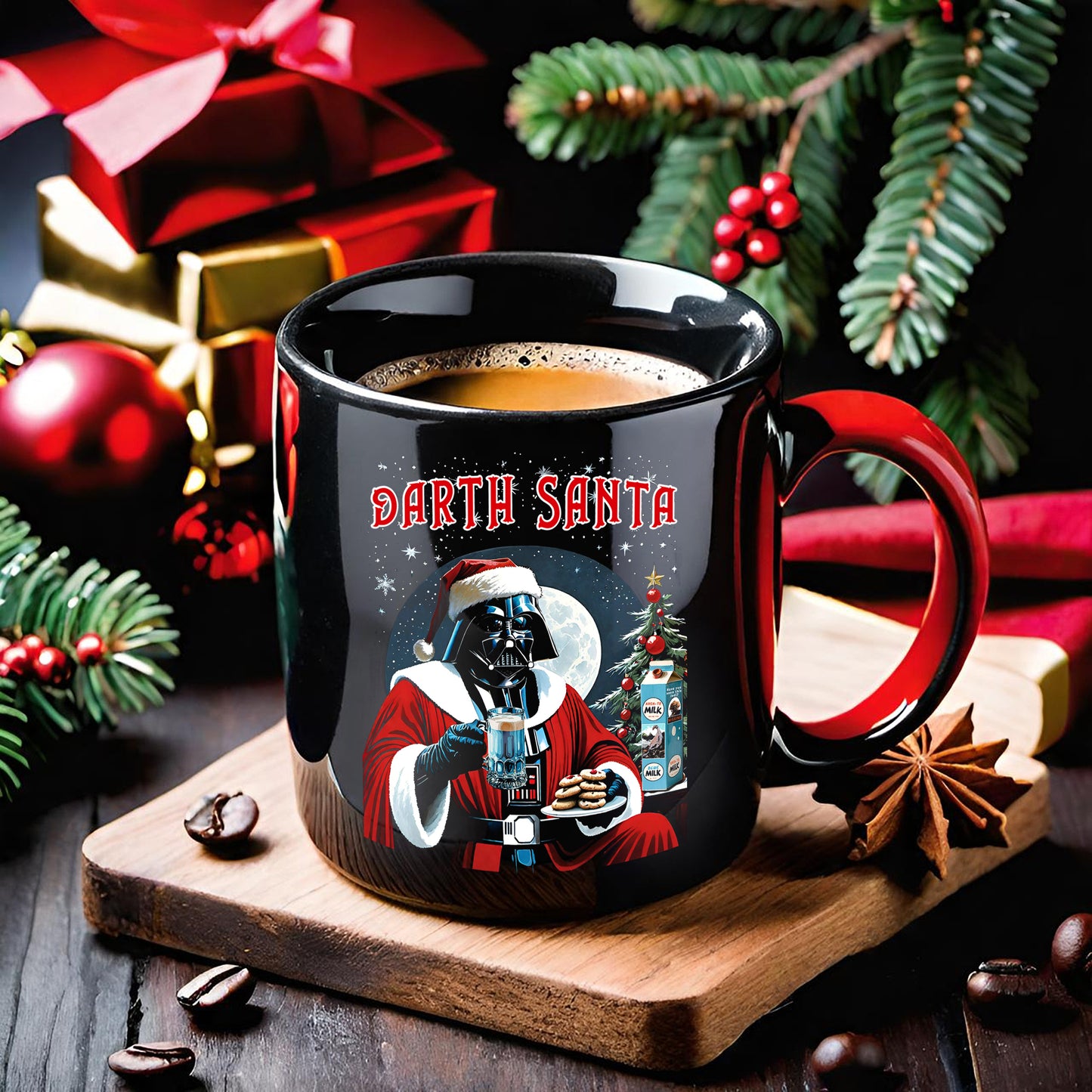 Darth Santa Christmas Ceramic Mug, Blue Milk Star Wars Parody Gift, Festive Christmas Cup, SW Fans, Dank Farrik Mug