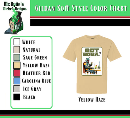 Got Boba? is available in Gildan Soft Style shirts in Yellow Haze