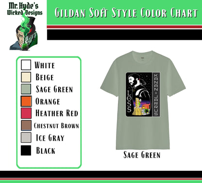 Star Wars T-shirt &quot;Loss&quot; in memorial of Kanan Jarrus. Printed on Soft Style Sage Green cotton shirt.