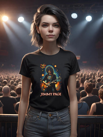 This Jimmy Page t-shirt is a stunning tribute to one of the most iconic guitarists ever. Jimmy Page of Led Zeppelin one of the most legendary Rock Band of the Seventies. This stunning black halftone is so light and soft on this unisex t-shirt.