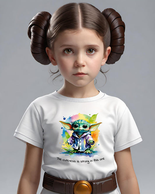 The cuteness is strong in this one? Also in this adorable Grogu T-shirt. Get one for your little Jedi today. These soft cotton youth shirts will be captivating hearts just like your little Wookie.