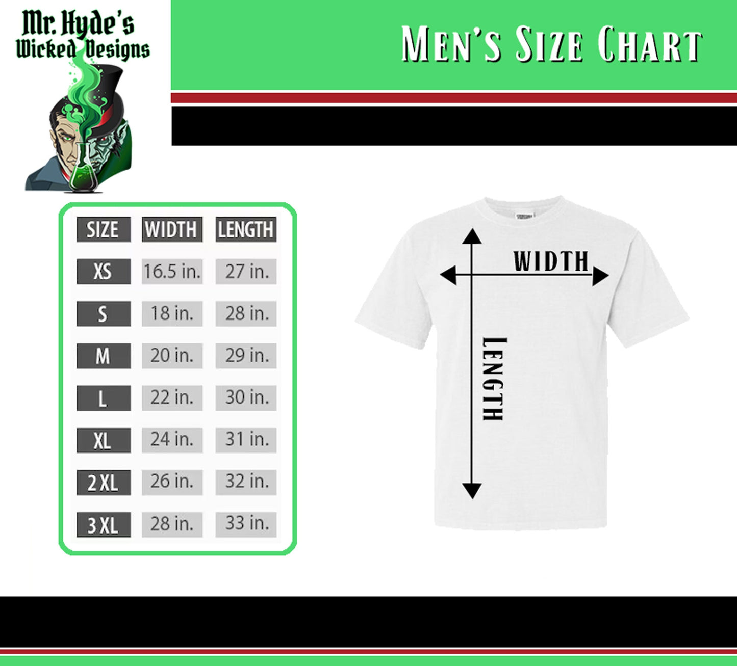 Gentlemen use our handy size chart to find the perfect size for you.