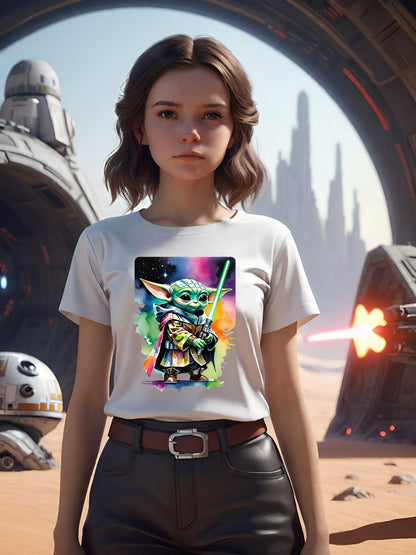 This Grogu t-shirt is going to be turning heads wherever you go. In stunning vibrant colors see Grogu in the near future as a Jedi Mandalorian . How can you be so fierce and so cute at the same time? You better ask Grogu?