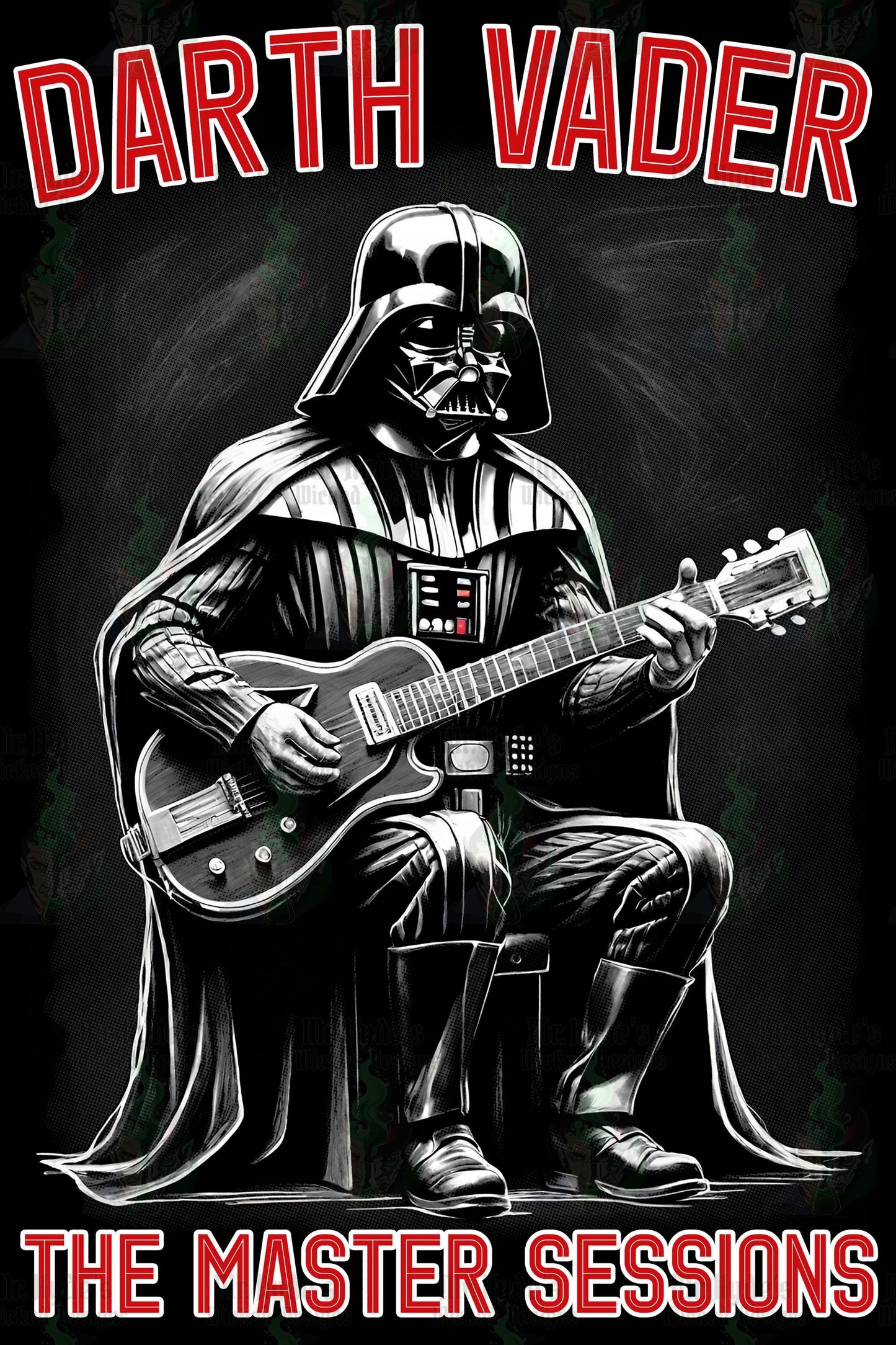 Darth Vader the Master Sessions is dedicated to Darth Vader&#39;s wasted years when he started playing guitar formed his own band and cut a couple of albums. Buy this awesome Star Wars t-shirt that captures the essence of Vader as a rock guitarist.