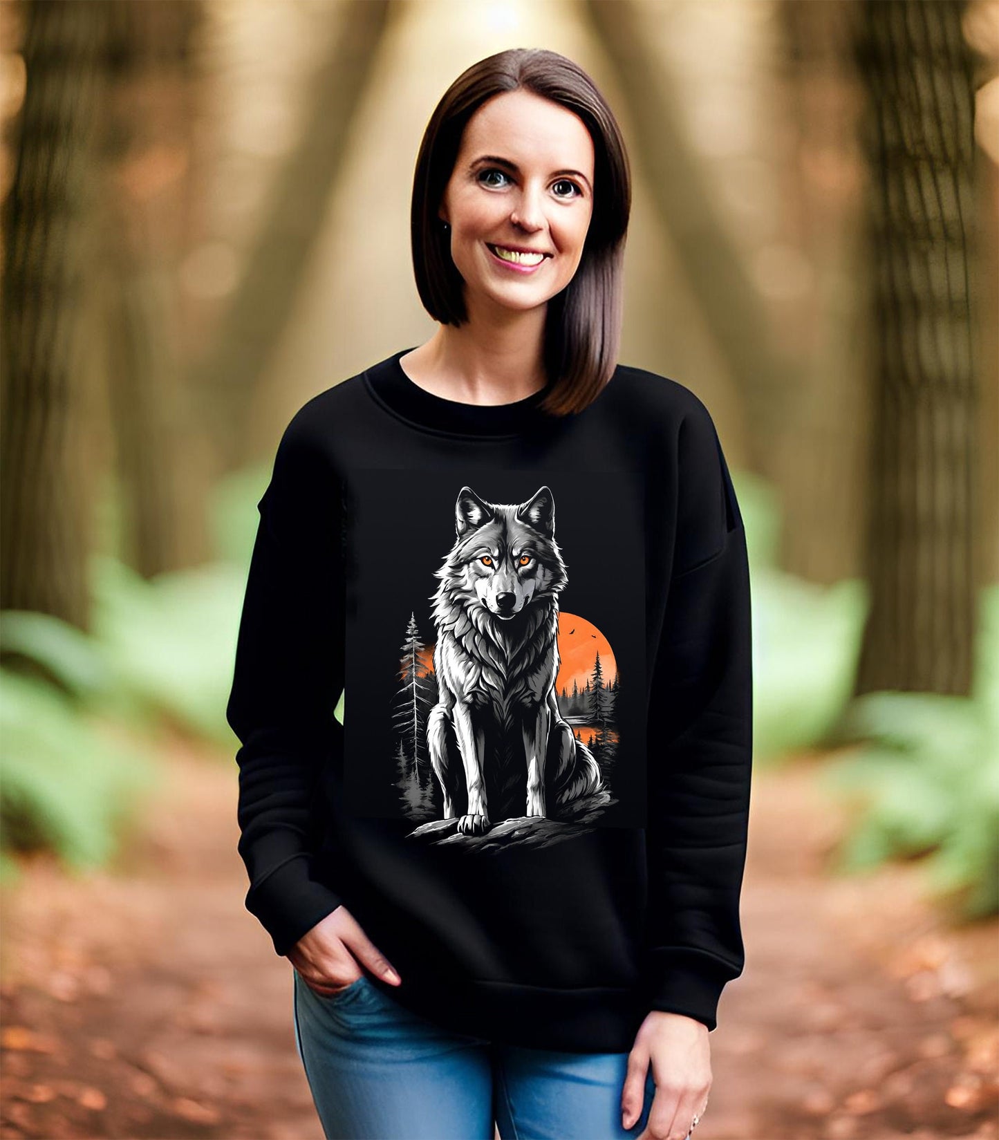 Feel the spirit of the wolf with you when you wear this haunting Wolf t-shirt. The Grey Wolf is an endangered species wearing this womens long-sleeved shirt raisesawareness for this wonderful animal. Get yours today and show off your inner wolf!