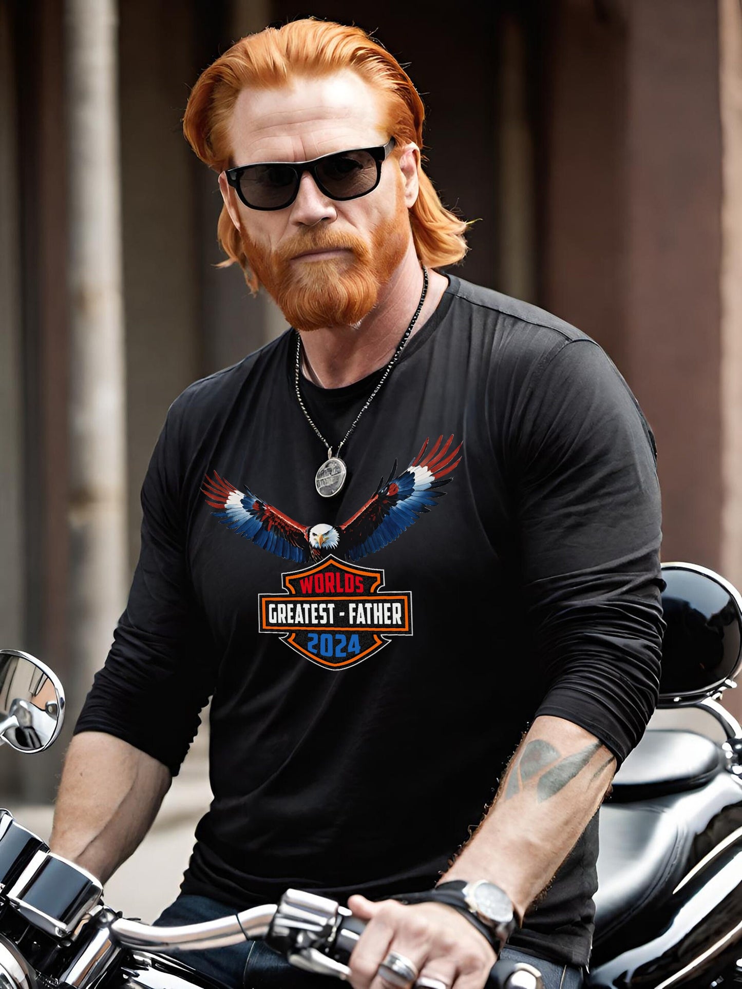 This awesome fathers day t-shirt is the perfect gift for that Biker dad in your life. This Harley Davidson inspired Dads Day black long sleeve t-shirt come in short or long sleeve in a variety of colors. Get your now just in time for fathers day.