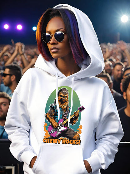 This awesome Chewy Rocks Hoodie is a must have for any Chewbacca fan.  This Chewbacca Hoodie is stunning and will be your favorite chic ladies hoodie in no time. Make all your Star Wars friends jealous with this hip graphic Hoodie!