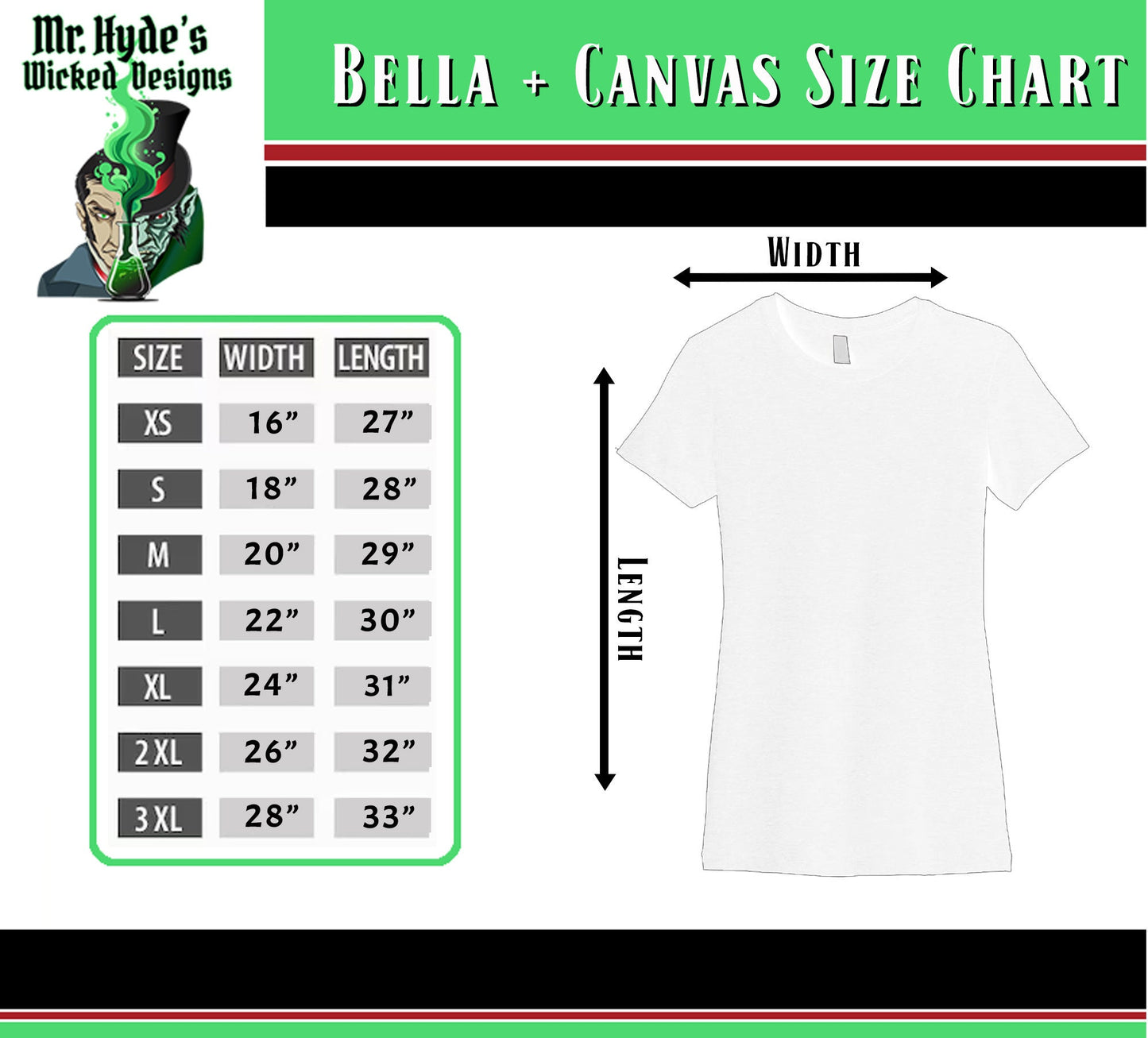 Use our handy size chart to help you find the ideal size for you!