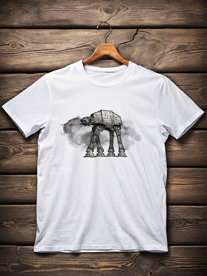 White Walker is my tribute to the legendary AT-AT Walker surrounded by a dust cloud while blasting at some pesky rebels. This shirt looks stunning on a white cotton t-shirt.