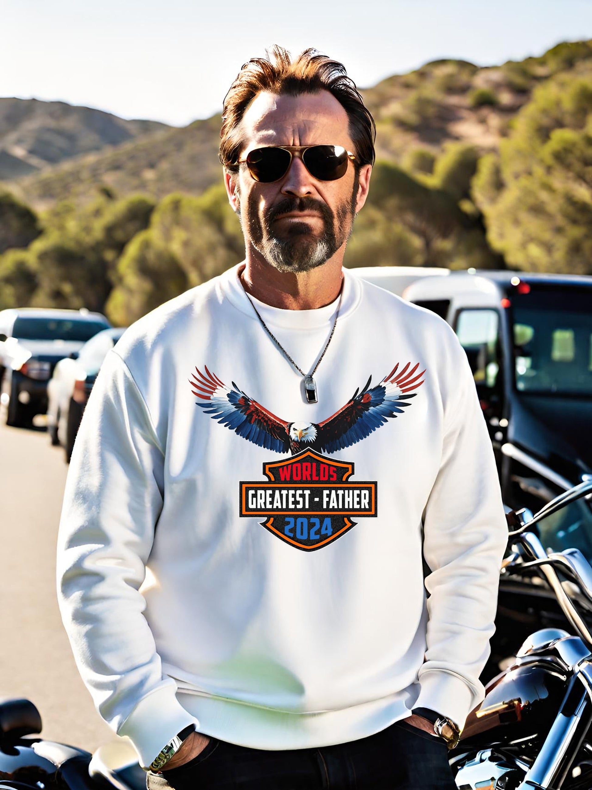 This awesome fathers day sweatshirt is the perfect gift for that Biker dad in your life. This Harley Davidson inspired Dads Day black cotton sweatshirt or Hoodie comes in a variety of colors. Get your now just in time for fathers day.