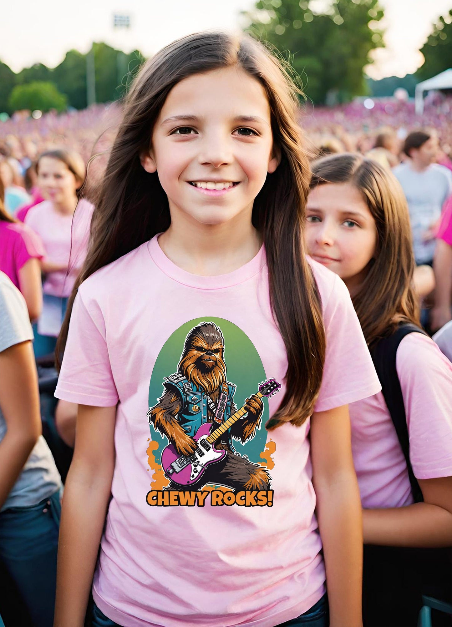 This awesome Chewy Rocks t-shirt is a must have for any young Chewbacca fan.  This Chewbacca long sleeve youth t-shirt is stunning and will be your little rebels favorite girls t-shirt in no time.