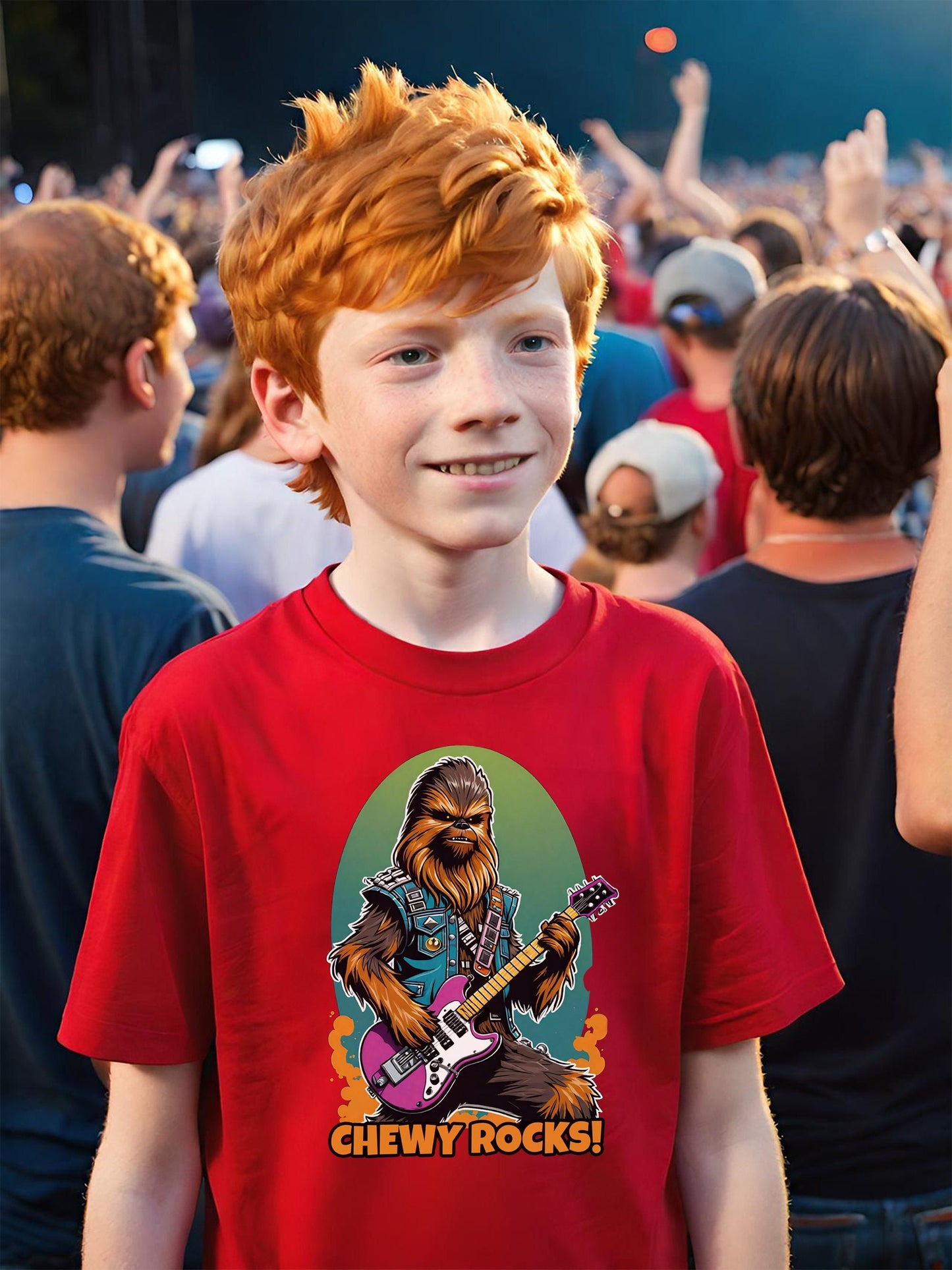 This awesome Chewy Rocks t-shirt is a must have for any young Chewbacca fan.  This Chewbacca long sleeve youth t-shirt is stunning and will be your little rebels favorite boys t-shirt in no time.