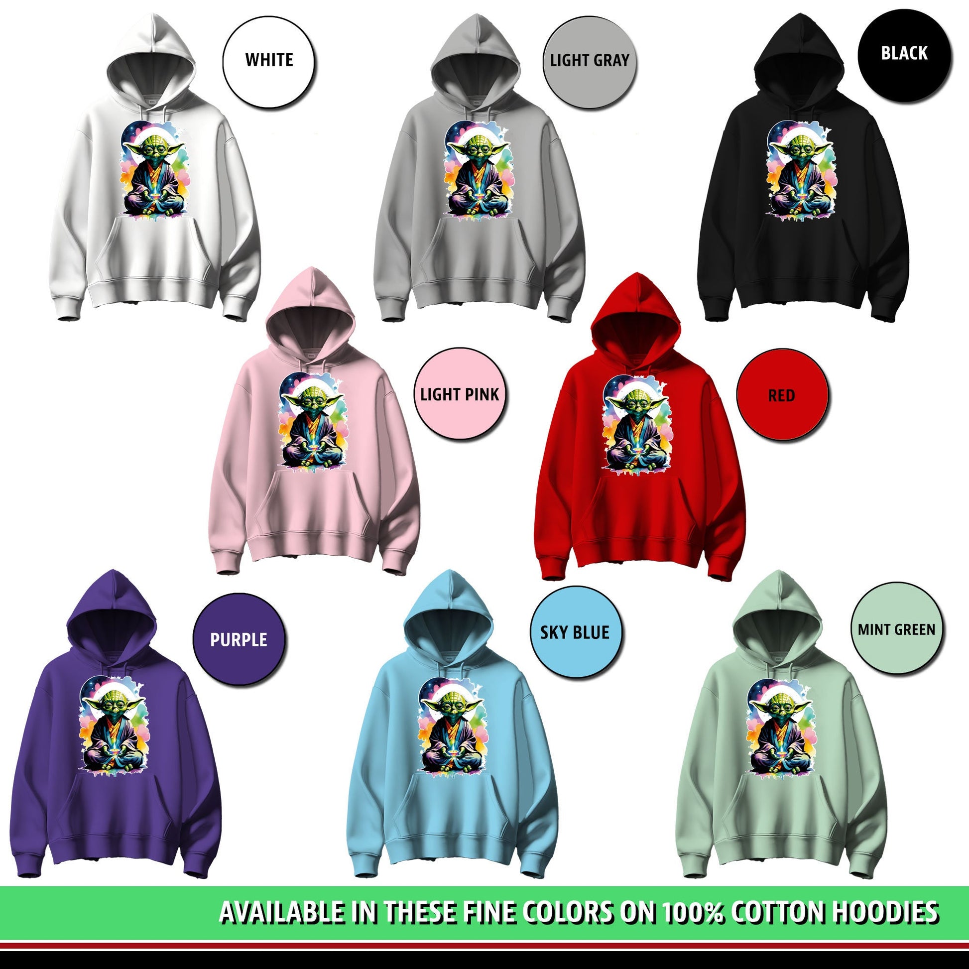 Choose the very best color for you, and if you do not see your color here, let us know what color you would like and  we will try to get you just the ight Hoodie for this sunning design.