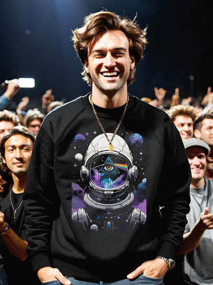 If you are a fan of Pink Floyd sweatshirt the way I am, you are going to love this truly cosmic Dark side of the moon sweatshirt. This stunning Pink Floyd Mens Sweatshirt featuring a spaceman in a purple, black, blue and white motif.