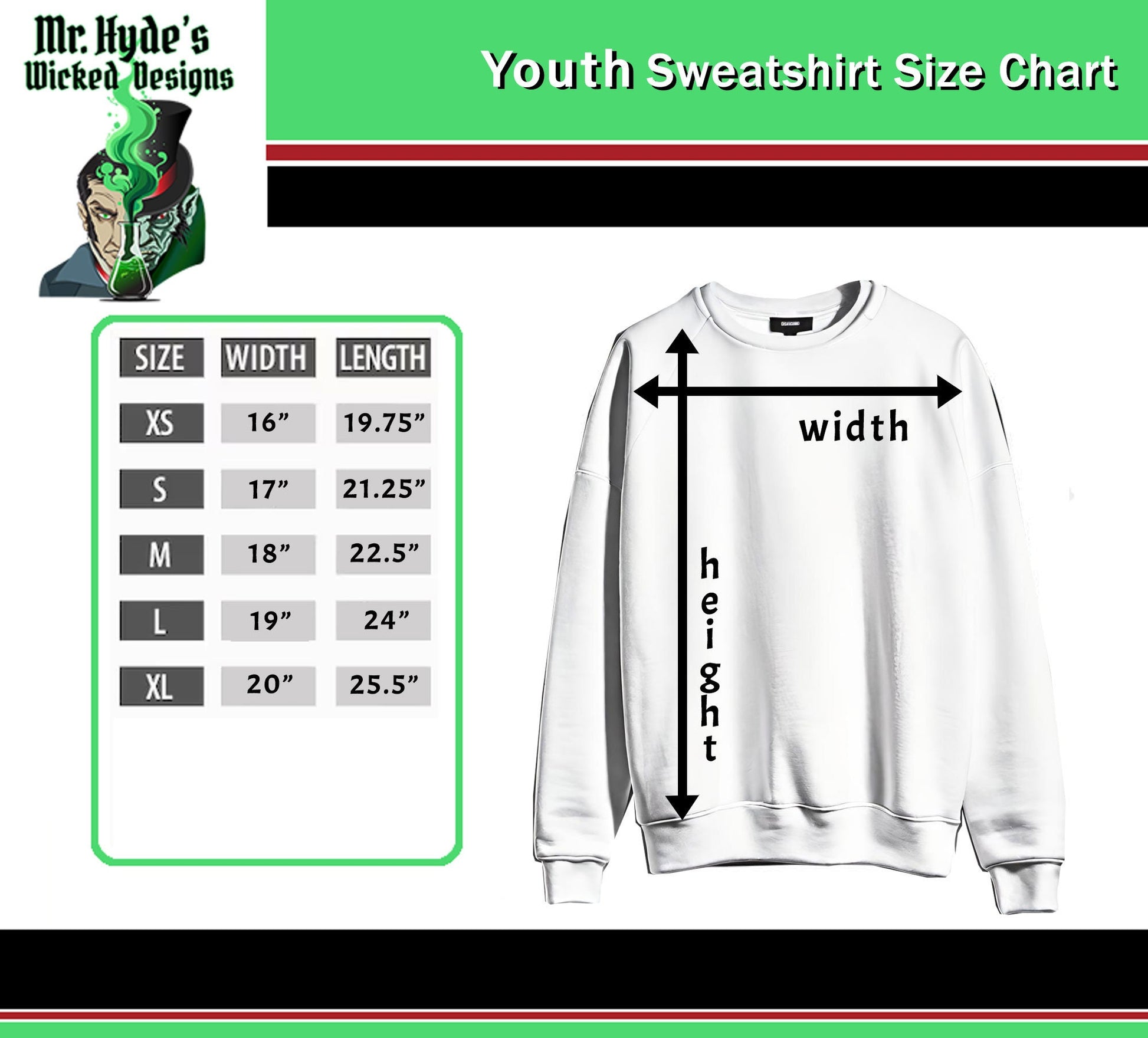 Use our handy size chart to find your ideal size.