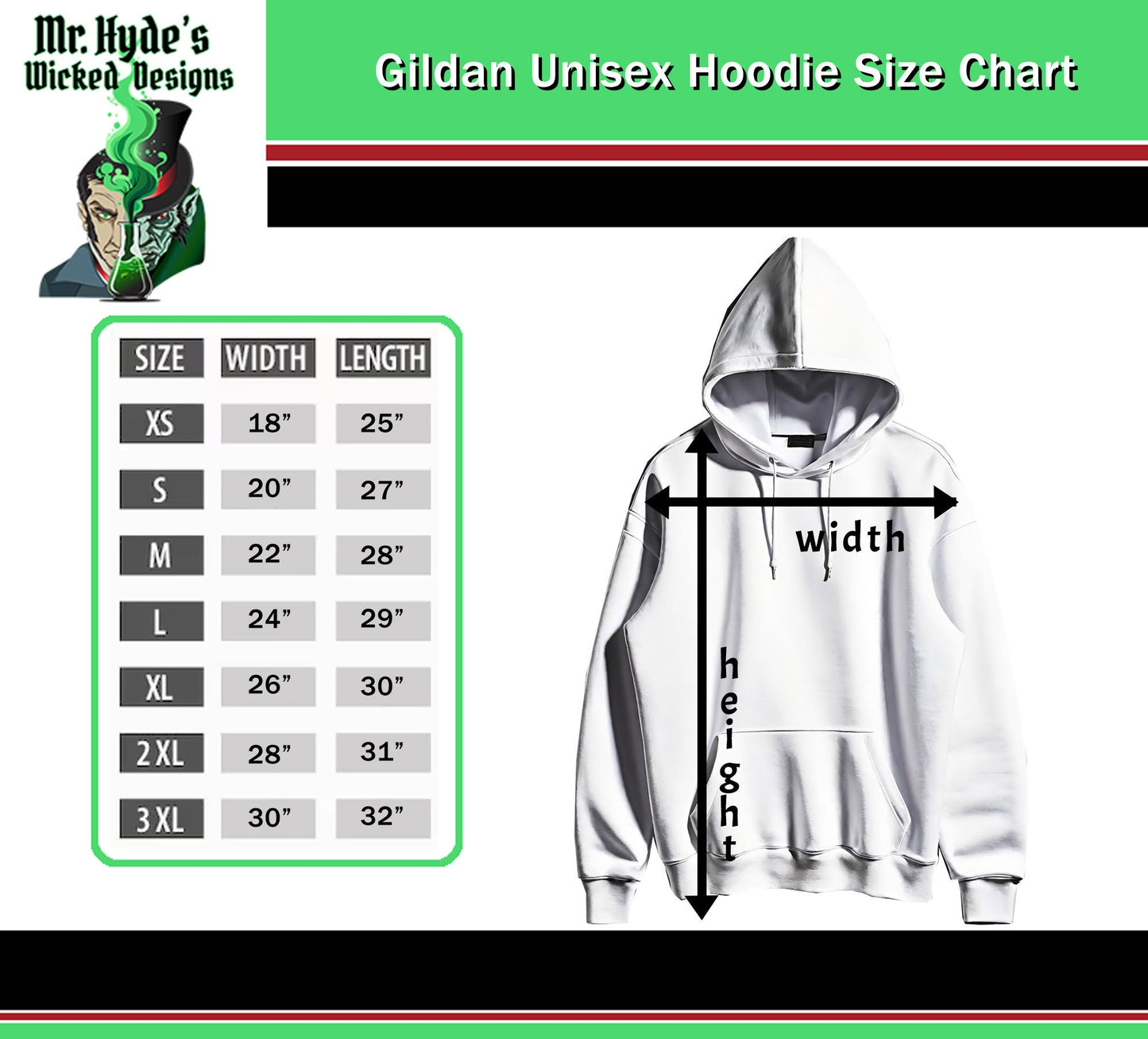 Use our handy size chart to choose the right size Hoodie for you.