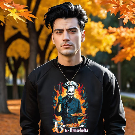 V for Vendetta Parody Foodie Sweatshirt, Funny Movie Buff Crew Neck Jumper, Geeky Dystopian Pullover, Casual Wear, Gift for Nerds