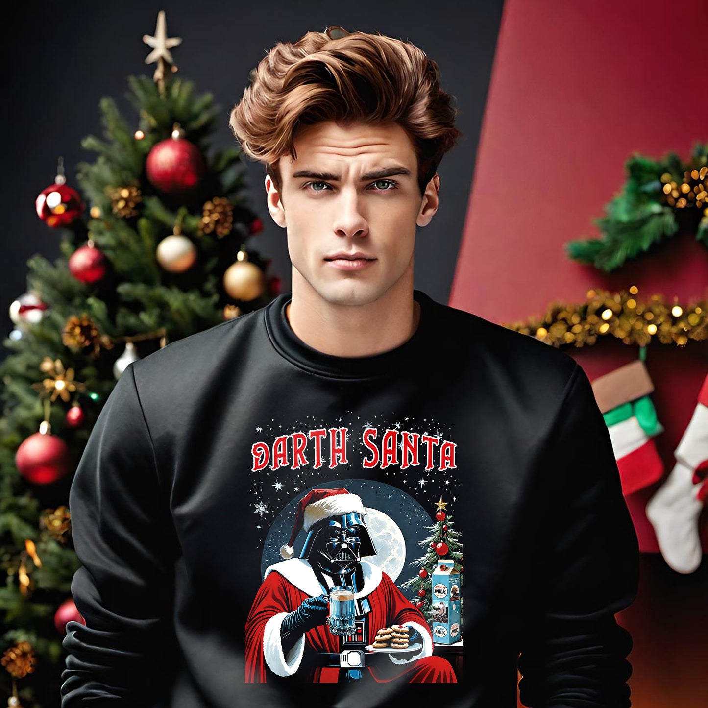 Darth Santa Sweatshirt, Star Wars Christmas Fleece Jumper, Blue Milk Santa Sweatshirt, Christmas Gift for SW Fans, Dank Farrik Crewneck,