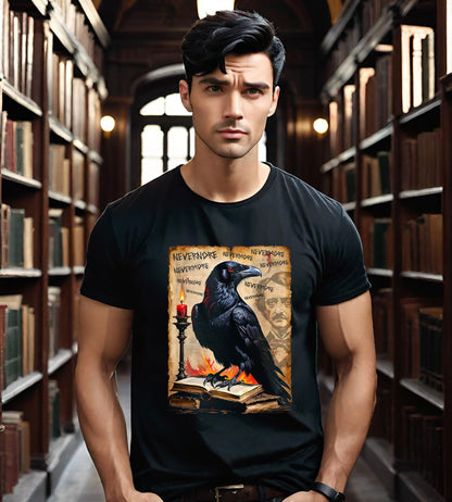 Gothic Raven Tee, Edgar Allen Poe inspired Tee, Halloween Tee, Unisex Jersey Short Sleeve Tee