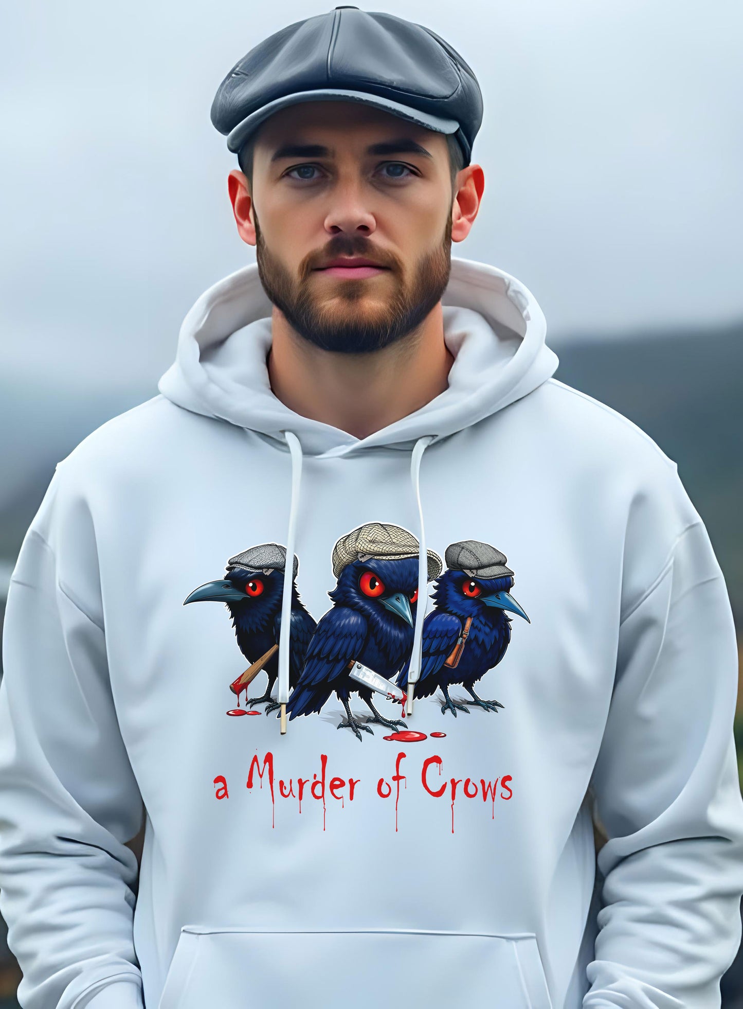 Murder of Crows Unisex Hoodie, Halloween Goth Sweatshirt, Cool Edgy Hooded Jumper, Unique Quirky Jacket, Dark Humor Apparel