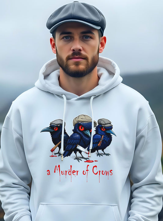 Murder of Crows Unisex Hoodie, Halloween Goth Sweatshirt, Cool Edgy Hooded Jumper, Unique Quirky Jacket, Dark Humor Apparel