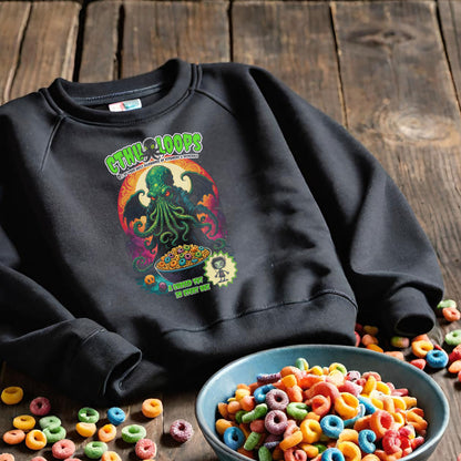 Cthu-Loops Parody Sweatshirt, Halloween, Cthulhu Fan Gift, Elder God Shirt, Lovecraftian Apparel, Black Green Unisex Jumper, Cereal Killer