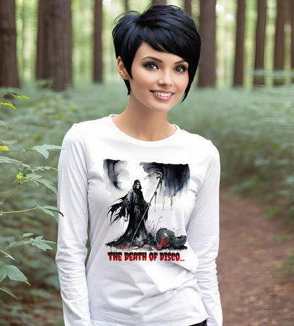 Death of Disco T-shirts, Gothic Disco Parody Tee, Grim Reaper, Disco Tee, Unisex Ultra Cotton Long Sleeve Tee